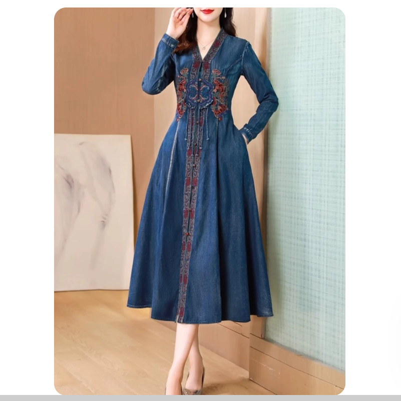 فستان ربيعي وخريفي جديد بتطريز - مراجعة New Ethnic Fashion وسعره